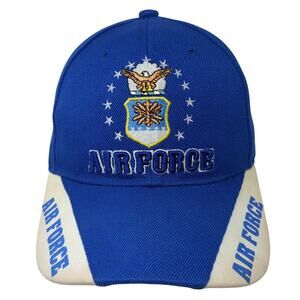 Air Force Strapback Baseball Cap Blue One Size Adjustable Embroidered Poly JMW